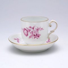 ヘキスト　ラーツヘル・紫の花　モカカップ&ソーサーの写真