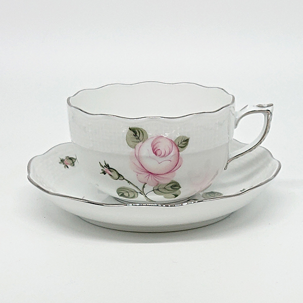 ヘレンド　ウィーンの薔薇・プラチナ　ティーカップ&ソーサー　VGR-PT-0724-0-000の写真