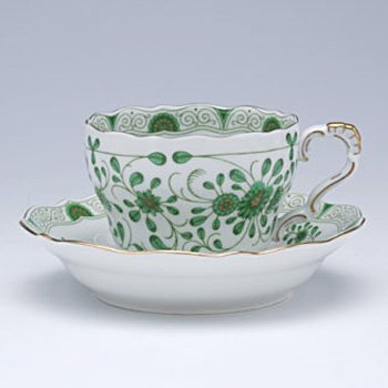 リンドナー　アルトランクグリーン　コーヒーカップ&ソーサー  の写真