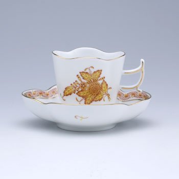 ヘレンド　アポニーイエロー　コーヒーカップ&ソーサー楕円　AJ-4198-0-00 の写真