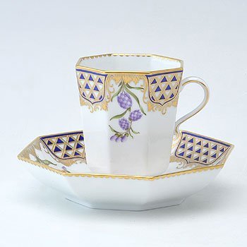 ヘレンド　ブルーダイヤモンド　コーヒーカップ&ソーサー（オクタゴナル）　MTFC-4306-0-00 の写真