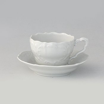 リンドナー　プレインホワイト　モカカップ&ソーサーの写真