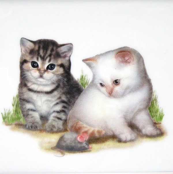 リンドナー　ウォールピクチャー　子猫(二匹)とねずみのおもちゃのサムネイル