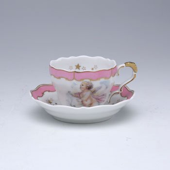 リンドナー　エンジェルローズ(ピンク)　モカカップ&ソーサーの写真