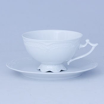 フッチェンロイター　ビクトリアホワイト　ティーカップ&ソーサーの写真