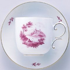 ヘキスト　ラーツヘル・ライン川風景　コーヒーカップ&ソーサーの写真