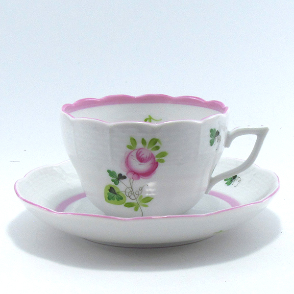 ヘレンド　ウィーンの薔薇ピンク　珈琲紅茶兼用カップ&ソーサー VRH-X4-0730-0-00の写真