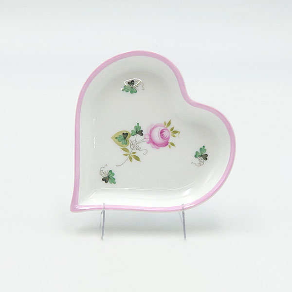 ヘレンド　ウィーンの薔薇ピンク　ハート型小皿　VRH-X4-7703-0-00の写真