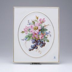 マイセン　陶板(プラーク)　花とブドウNo1　242510-53n31(942)-1