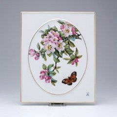 マイセン　陶板(プラーク)　花と蝶　251610-53n31(53942)の写真